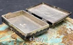 Rare Early 1900's Hopi MORRIS ROBINSON Hand Stamped Sterling Pill Trinket Box