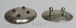 Rare Early 2 Native American Indian Sterling Silver Salt Dish & Spoon Set