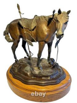 Rare Early Bob Parks Bronze Sculpture 2/35 Native American War Horse Signed 1974