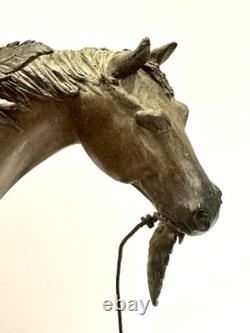 Rare Early Bob Parks Bronze Sculpture 2/35 Native American War Horse Signed 1974