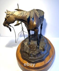 Rare Early Bob Parks Bronze Sculpture 2/35 Native American War Horse Signed 1974