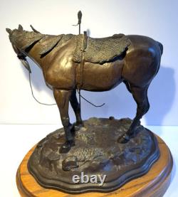 Rare Early Bob Parks Bronze Sculpture 2/35 Native American War Horse Signed 1974