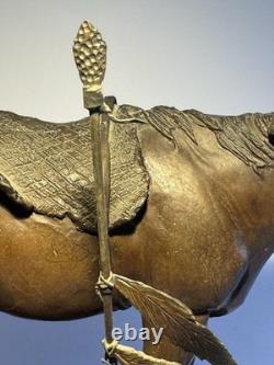 Rare Early Bob Parks Bronze Sculpture 2/35 Native American War Horse Signed 1974