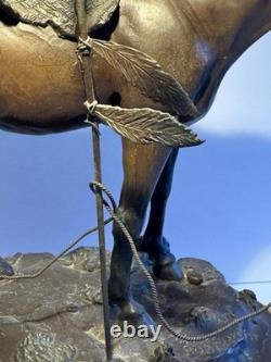 Rare Early Bob Parks Bronze Sculpture 2/35 Native American War Horse Signed 1974