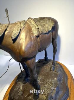 Rare Early Bob Parks Bronze Sculpture 2/35 Native American War Horse Signed 1974