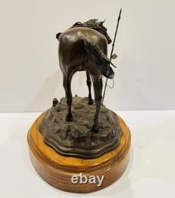 Rare Early Bob Parks Bronze Sculpture 2/35 Native American War Horse Signed 1974