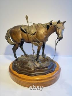 Rare Early Bob Parks Bronze Sculpture 2/35 Native American War Horse Signed 1974