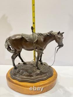 Rare Early Bob Parks Bronze Sculpture 2/35 Native American War Horse Signed 1974