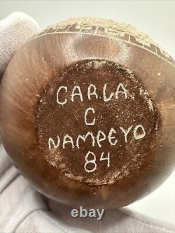 Rare Early Carla Nampeyo Claw Sgraffito Brown Seed Pod Pottery 1984 Signed 3