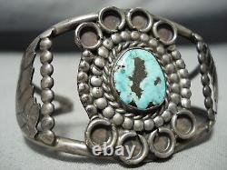 Rare Early Deposit Vintage Navajo Turquoise Sterling Silver Bracelet