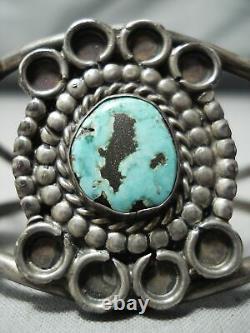 Rare Early Deposit Vintage Navajo Turquoise Sterling Silver Bracelet