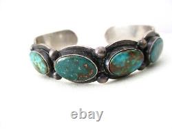 Rare Early Fred Harvey Era Navajo Bracelet Green Turquoise Sterling GORGEOUS