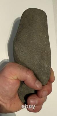 Rare Early Native American Stone Hammer Club Maul Tool Left Handed Handle