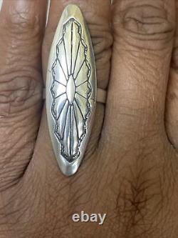 Rare Early Navajo Coin Ingot Sterling Silver Long Ring Sz 8.5 Native American
