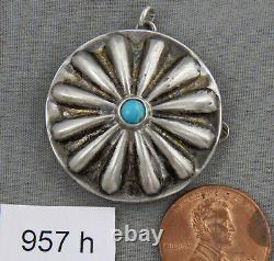 Rare, Early Navajo Sterling & Turquoise, Repousse Locket, WWII Era