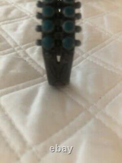 Rare Early Vintage Zuni Navajo Green Turquoise Snake Sterling Silver Bracelet