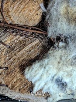 Rare Native American Basket Early 20th C, with Rabbit Fur-Handwoven 1920's, 16W