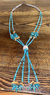 Rare Old Early Fine Heishi Santo Domingo Jacla Coral Turquoise NECKLACE