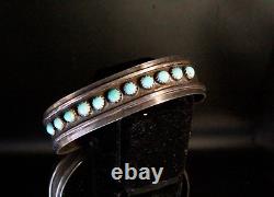 Rare! Vintage Sterling Silver Early Zuni Snake Eye 70's Cuff Bracelet