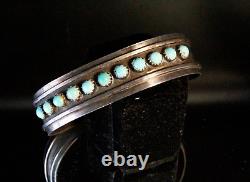 Rare! Vintage Sterling Silver Early Zuni Snake Eye 70's Cuff Bracelet