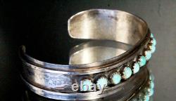 Rare! Vintage Sterling Silver Early Zuni Snake Eye 70's Cuff Bracelet