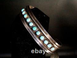 Rare! Vintage Sterling Silver Early Zuni Snake Eye 70's Cuff Bracelet