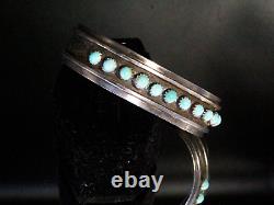 Rare! Vintage Sterling Silver Early Zuni Snake Eye 70's Cuff Bracelet