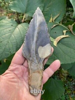 Rare Wide Body Authentic Mayan Stemmed Macro Blade Dagger 7 ¾' x 2 3/4