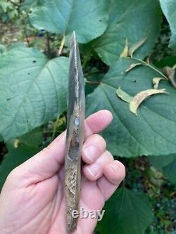 Rare Wide Body Authentic Mayan Stemmed Macro Blade Dagger 7 ¾' x 2 3/4
