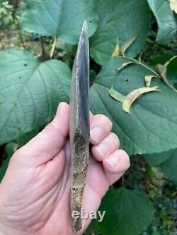 Rare Wide Body Authentic Mayan Stemmed Macro Blade Dagger 7 ¾' x 2 3/4