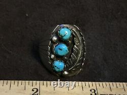 Rare early Julian Arviso Navijo ring Turquoise & Sterling silver size 9 old pawn