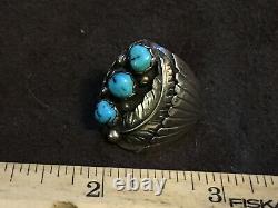 Rare early Julian Arviso Navijo ring Turquoise & Sterling silver size 9 old pawn
