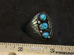 Rare early Julian Arviso Navijo ring Turquoise & Sterling silver size 9 old pawn