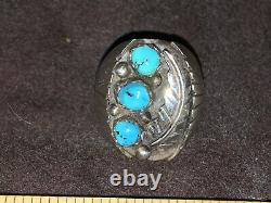 Rare early Julian Arviso Navijo ring Turquoise & Sterling silver size 9 old pawn