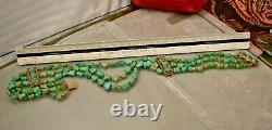 Rare vintage Sterling gold vermeil Chinese turquoise 3 Strand necklace