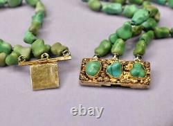 Rare vintage Sterling gold vermeil Chinese turquoise 3 Strand necklace