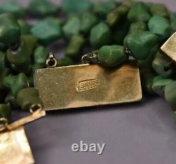 Rare vintage Sterling gold vermeil Chinese turquoise 3 Strand necklace