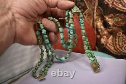 Rare vintage Sterling gold vermeil Chinese turquoise 3 Strand necklace