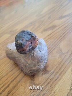 Red Mouth Snake Head Native American Stone Effigy Rock Art, Artifacts, Tools