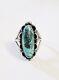 Remarkable Early 1900's Coin Sterling Silver Turquoise Ring Navajo Size 7.5