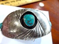 Rosco Scott Old Pawn Early Navajo Sterling Silver Turquoise Cuff Bracelet