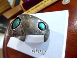 Rosco Scott Old Pawn Early Navajo Sterling Silver Turquoise Cuff Bracelet