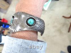 Rosco Scott Old Pawn Early Navajo Sterling Silver Turquoise Cuff Bracelet