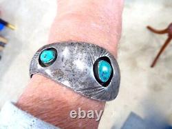 Rosco Scott Old Pawn Early Navajo Sterling Silver Turquoise Cuff Bracelet