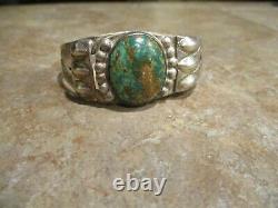 SCARCE EARLY Fred Harvey Era Navajo Silver ROYSTON Turquoise Applique Bracelet