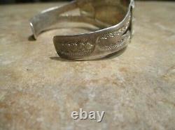 SCARCE EARLY Fred Harvey Era Navajo Silver ROYSTON Turquoise Applique Bracelet