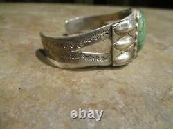 SCARCE EARLY Fred Harvey Era Navajo Silver ROYSTON Turquoise Applique Bracelet