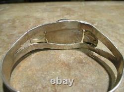 SCARCE EARLY Fred Harvey Era Navajo Silver ROYSTON Turquoise Applique Bracelet