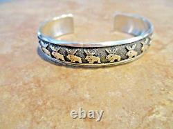 SPECIAL EARLY TOMMY SINGER (d.) Navajo Sterling NINE BUFFALO Design Bracelet