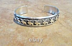 SPECIAL EARLY TOMMY SINGER (d.) Navajo Sterling NINE BUFFALO Design Bracelet